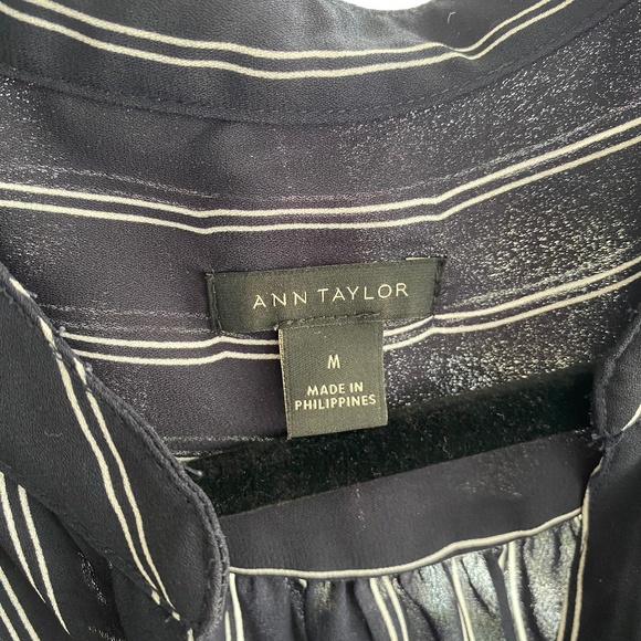 Ann Taylor navy stripped blouse (medium) - Picture 2 of 2